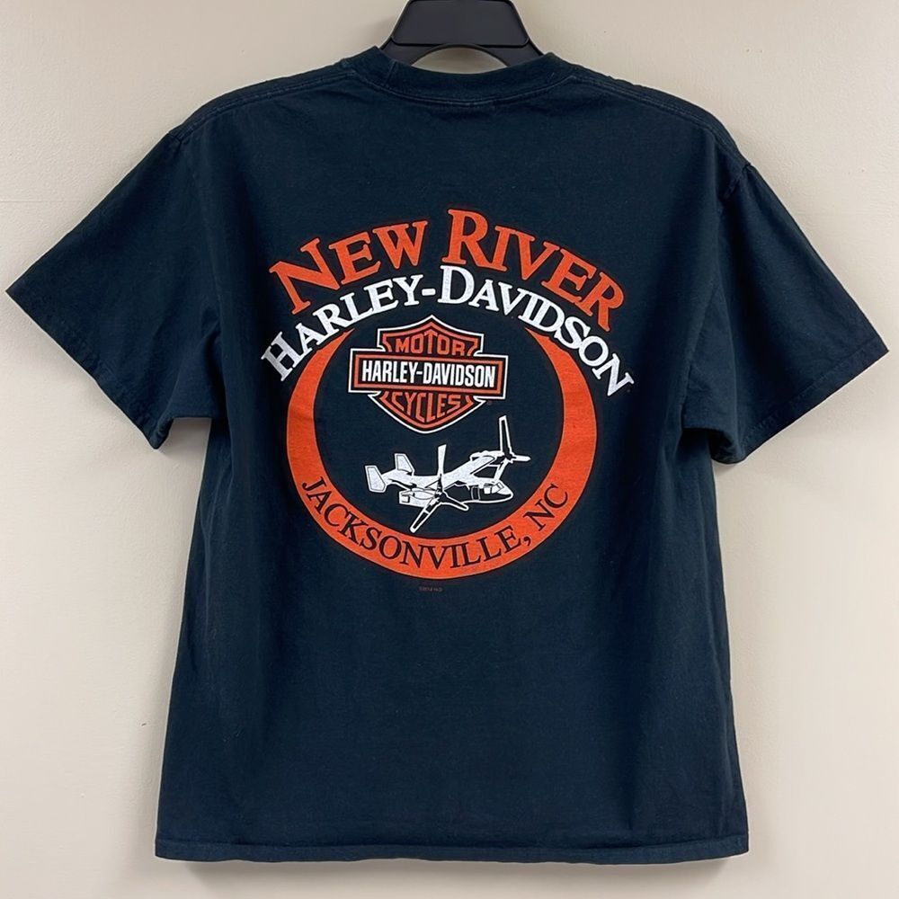 2014 New River Harley-Davison Motor Cycles Black T-Shirt Jacksonville, NC Medium